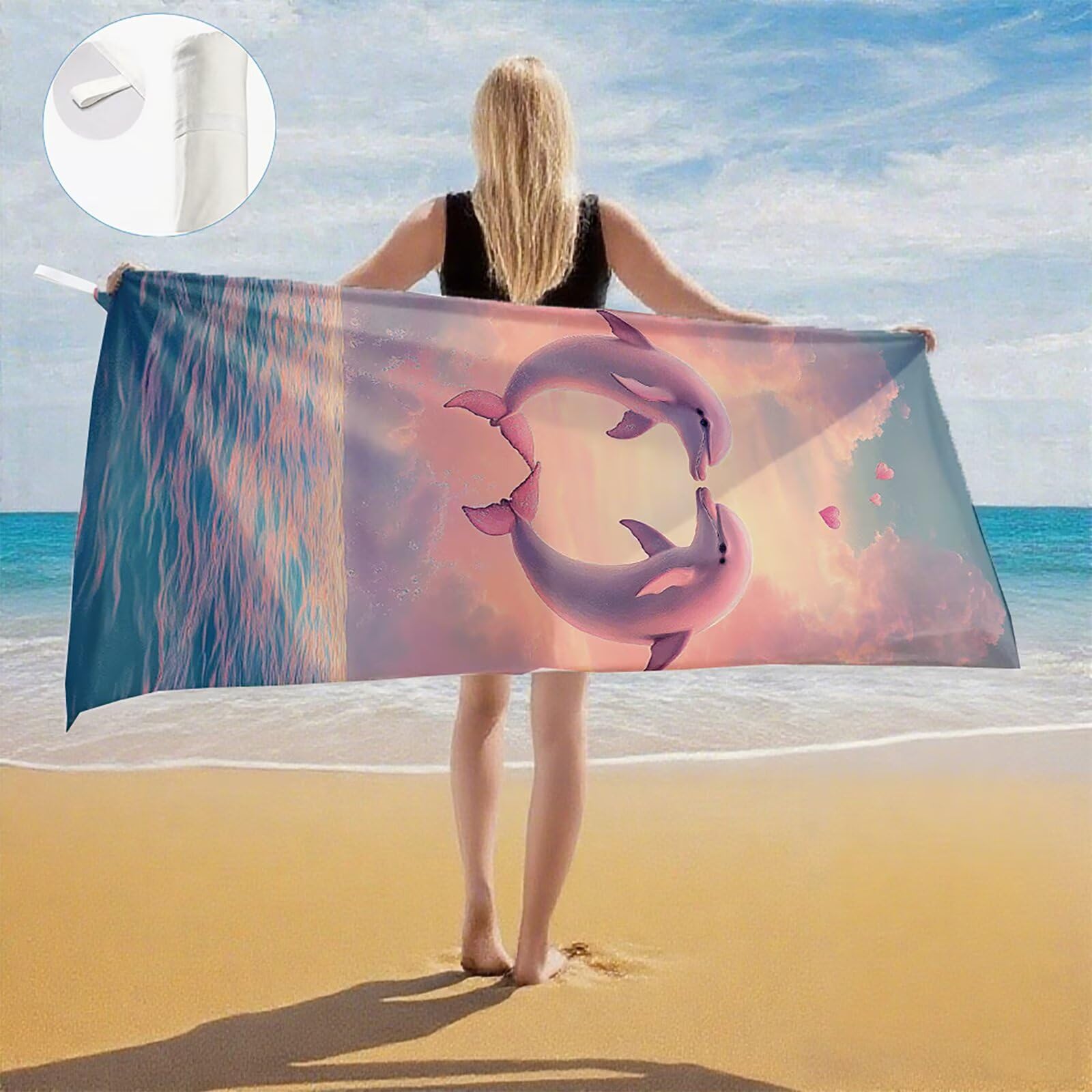 Toallas de Playa Microfibra Lindo Toalla Playa Grande 180x90 cm Mujer Hombre Secado Rápido Absorbente Toallas Gimnasio Suave Sin Arena Ligera Toalla Microfibra para Playas Piscina Viajes Camping Q-765