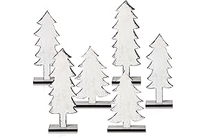 6 Pcs Tabletop Christmas Tree Decorations Office Standing Handmade Wood Trees Rustic...