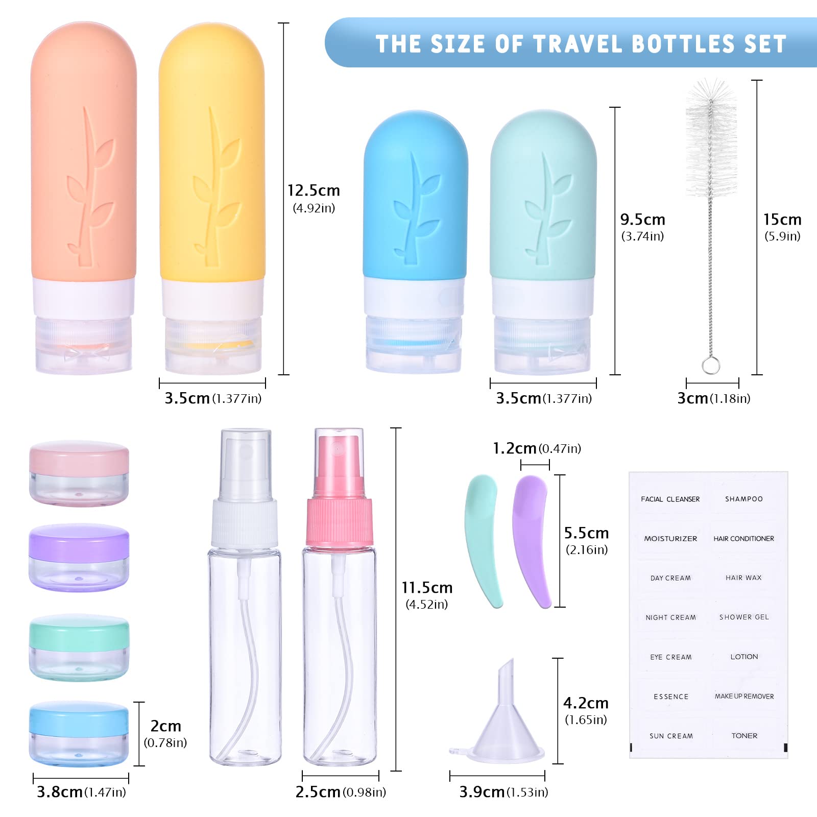 Set 16 Pezzi Contenitori Viaggio Per Liquidi 100ml - Silicone Senza BPA, Kit Aereo Per Shampoo E Crema - Foto 12