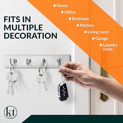 Miniatura 2 de Soporte para llaves montado en la pared con 4 ganchos organizador de almacenamiento para decoración del hogar blanco