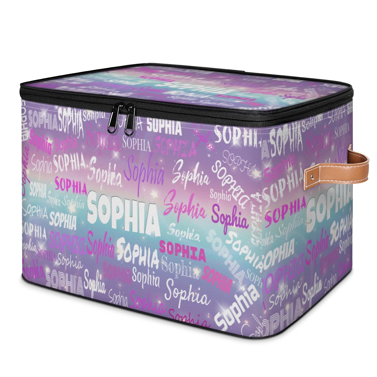 KFNHN Custom Rectangular Baby Storage Basket with Zipper Lid, Kids Toys Bin, Books Shelf Basket, Clothes Towel Purple Blue Galaxy Storage Bin for Nursery, Gift Basket, Pet Basket