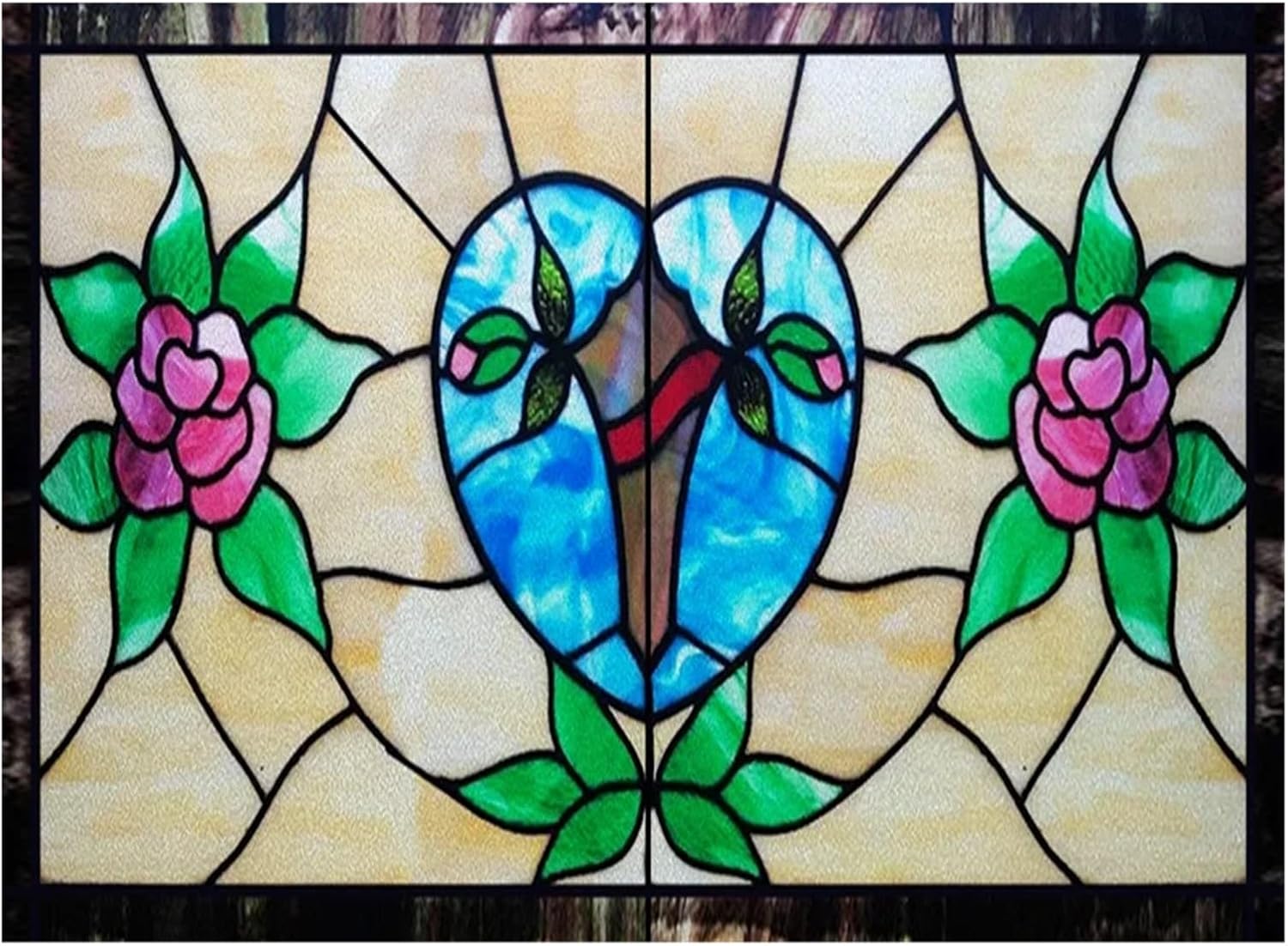 Window Film, Stained Glass, Decorative Retro Sticker, Privacy Frosted Static Cling, Home Decal for Room(Color 18,100X50CM)