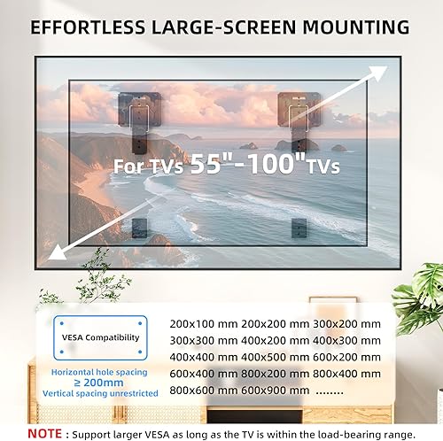 Miniatura 7 de Soporte de pared para TV ultra delgado compatible con televisores planos y de marco de 55 a 100 pulgadas, soporte de TV de perfil bajo con