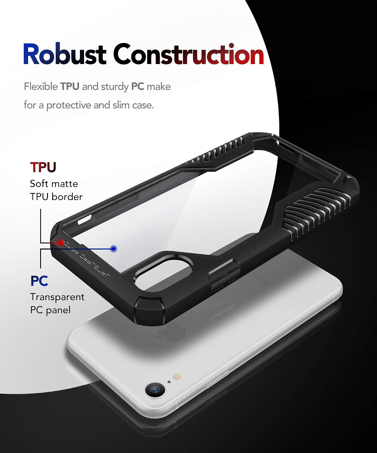 MOBOSI Vanguard Armor Compatible with iPhone XR Case, Rugged Cell Phone Case, Heavy-Duty Military Grade Shockproof Drop Protection Cover Compatible with iPhone XR Phone Case 6.1 Inch 2018(Matte Black)
