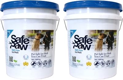 Safe Paw Dog Pet Friendly Saltless Ice Melt for Driveways, Sidewalks, Cured Concrete, Various Terrain, 35 Pound Pail (2 Pack)