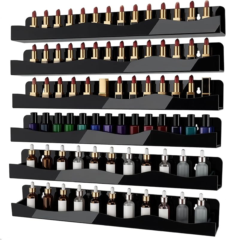 Estante de Parede para Esmaltes CRAFTIFANO com 6 Prateleiras em Acrílico Preto, 38,1 cm