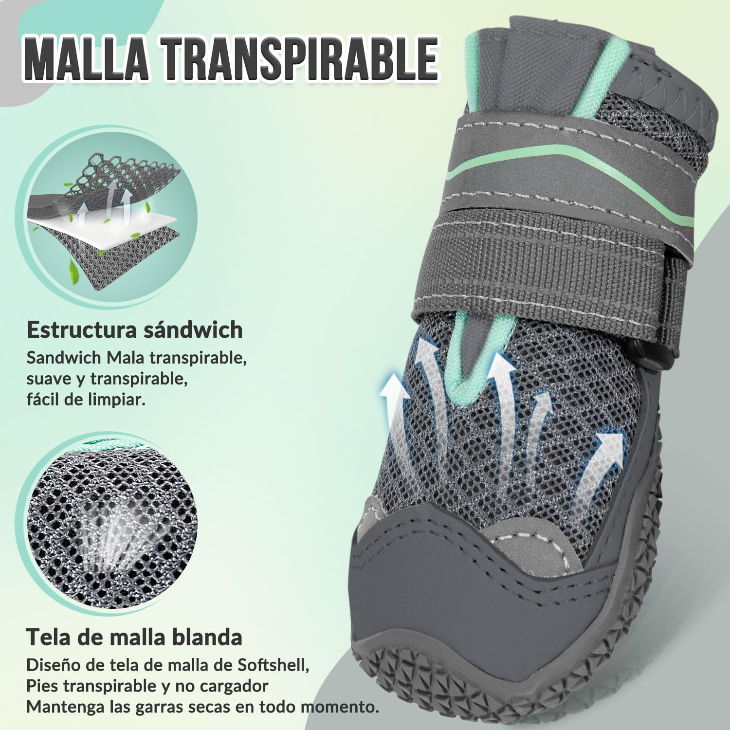 SlowTon Protección de Las Patas de los Zapatos de Perro, Zapatos de Perro Antideslizantes e Impermeables, Suela de Goma Reflectante, Botas de Perro de Nieve de Invierno para Mascotas