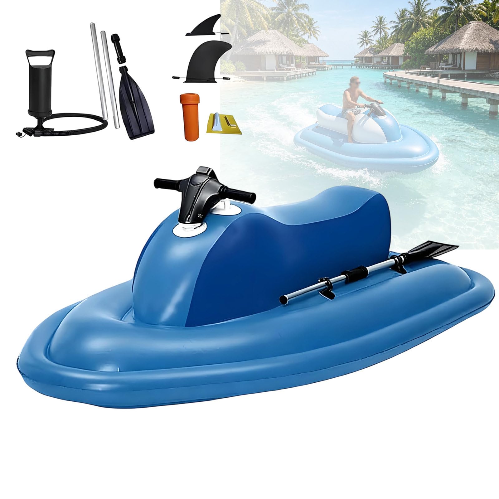 LwiftGal Inflatable Electric Jet Ski, Foldable Electric Inflatable Jet Ski, 220kg Load Capacity, Underwater 500w Scooter(Optional), For Adults Sea Diving Lake Cruising Blue-Nothrusters