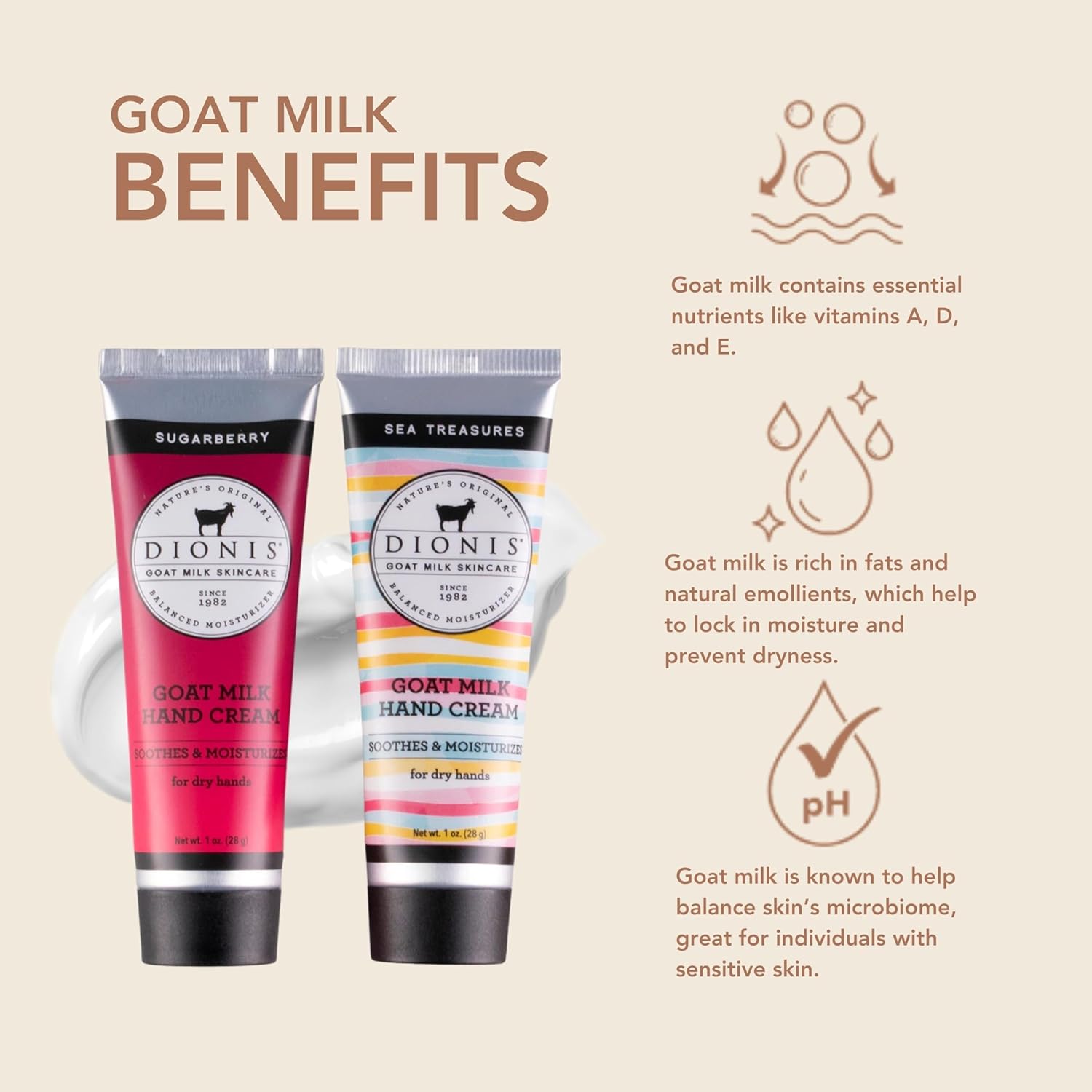 Dionis Goat Milk Hand Cream Sugarberry & Sea Treasures 1oz (Pack of 2) - Image 2