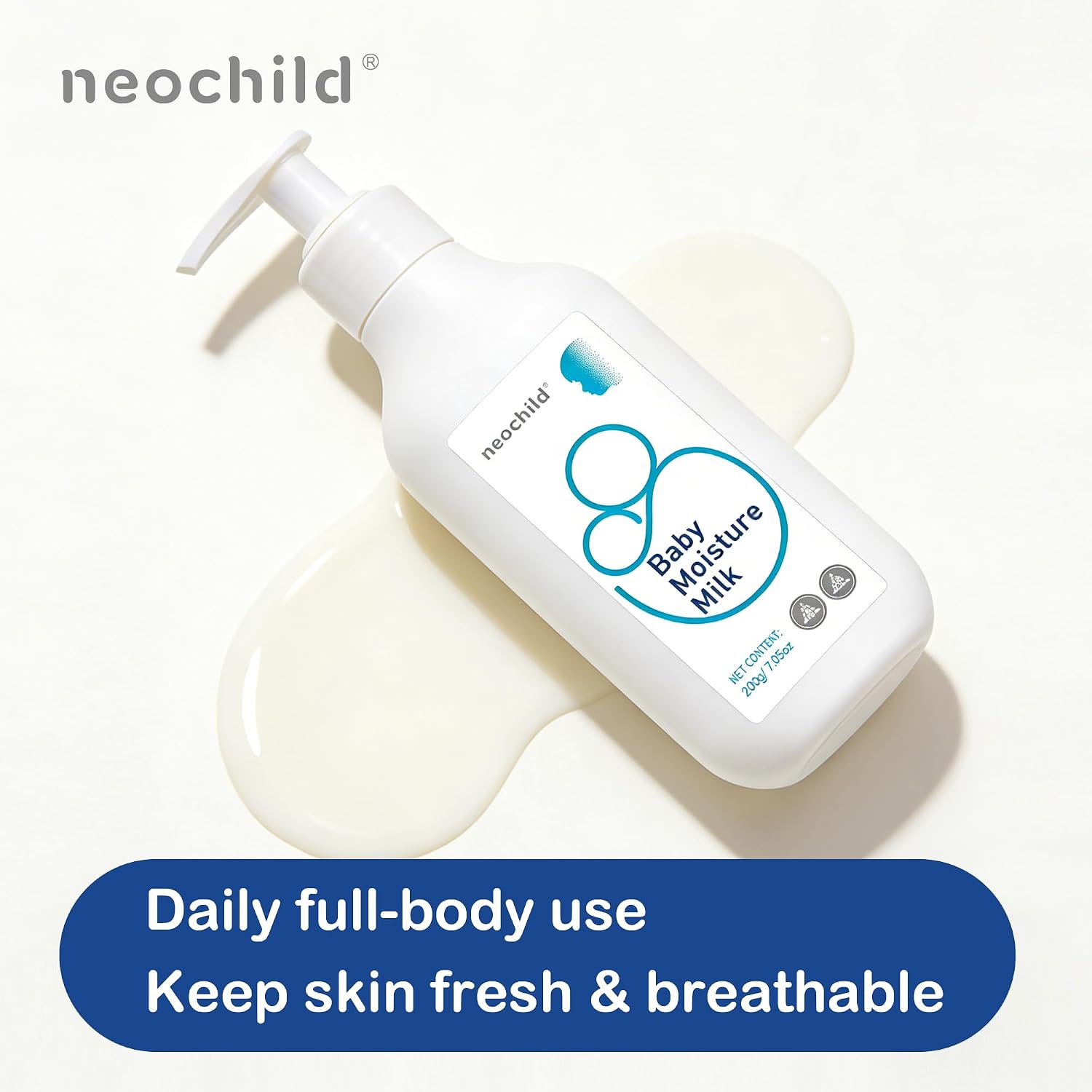 Neochild Baby Daily Lotion 7.05oz, Expertly Formulated for Lasting Comfort, Newborns & Infants with Thirsty or Fragile Skin, Scent-Free, Ceramide NP & Squalane, Lightweight & Non-Greasy