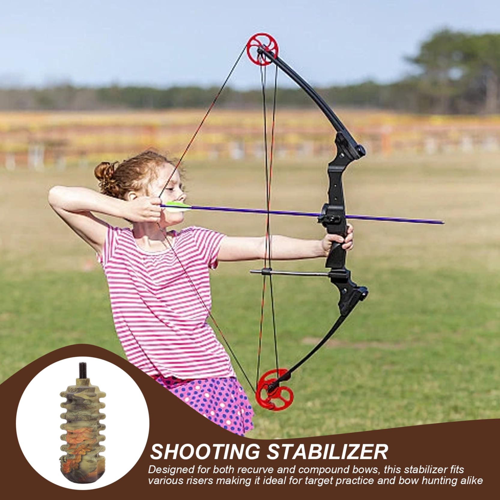 Stabilisateur d'arc Classique en Caoutchouc pour Arc à poulies, stabilisateur d' à poulies, rallonge 'Amortisseur, Silencieux déconnexion Rapide pour la Chasse et Le tir.