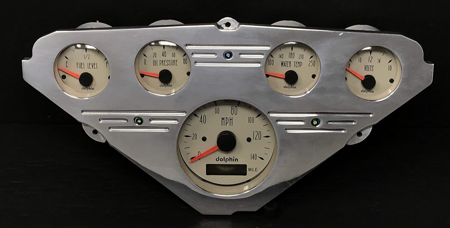 Dolphin Gauges 1955 1956 1957 1958 1959 Chevy Truck 5 GPS Gauge Dash Cluster Panel Set Beige