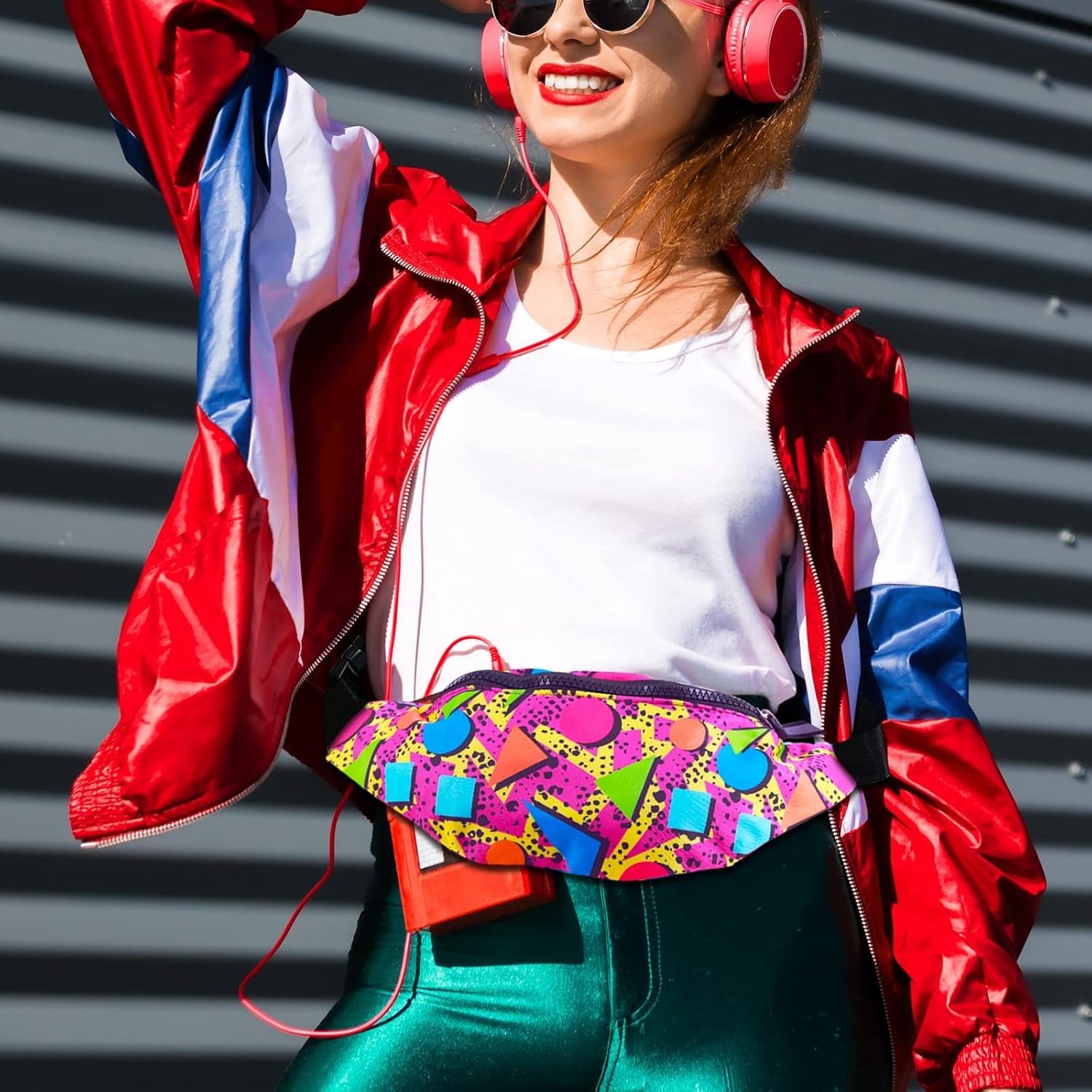 6 Pcs 80s 90s Retro Vintage Fanny Pack Memphis Fashion Waist Packs for Men Women Adjustable Casual Waist Bag Neon Cute Vintage Hiking Belt Waist Packs for Travel Party Festival Hiking Cycling Running - Image 4