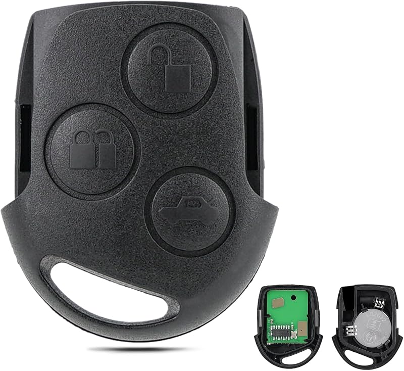 3 Button Remote Key Fob Replacement Black Head for Ford Fiesta MK6 Focus MK2 Mondeo Fusion KA S-Max C-Max Cougar Transit Tourneo Connect Key 433MHz (NO Chip NO Blade)