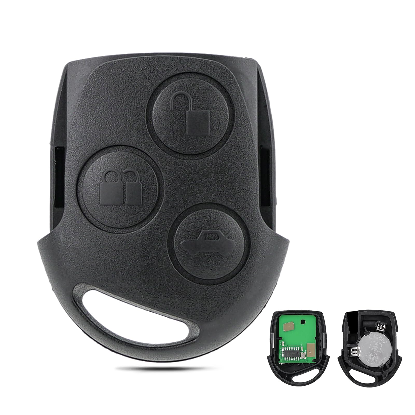 3 Button Remote Key Fob Replacement Black Head for Ford Fiesta MK6 Focus MK2 Mondeo Fusion KA S-Max C-Max Cougar Transit Tourneo Connect Key 433MHz (NO Chip NO Blade）