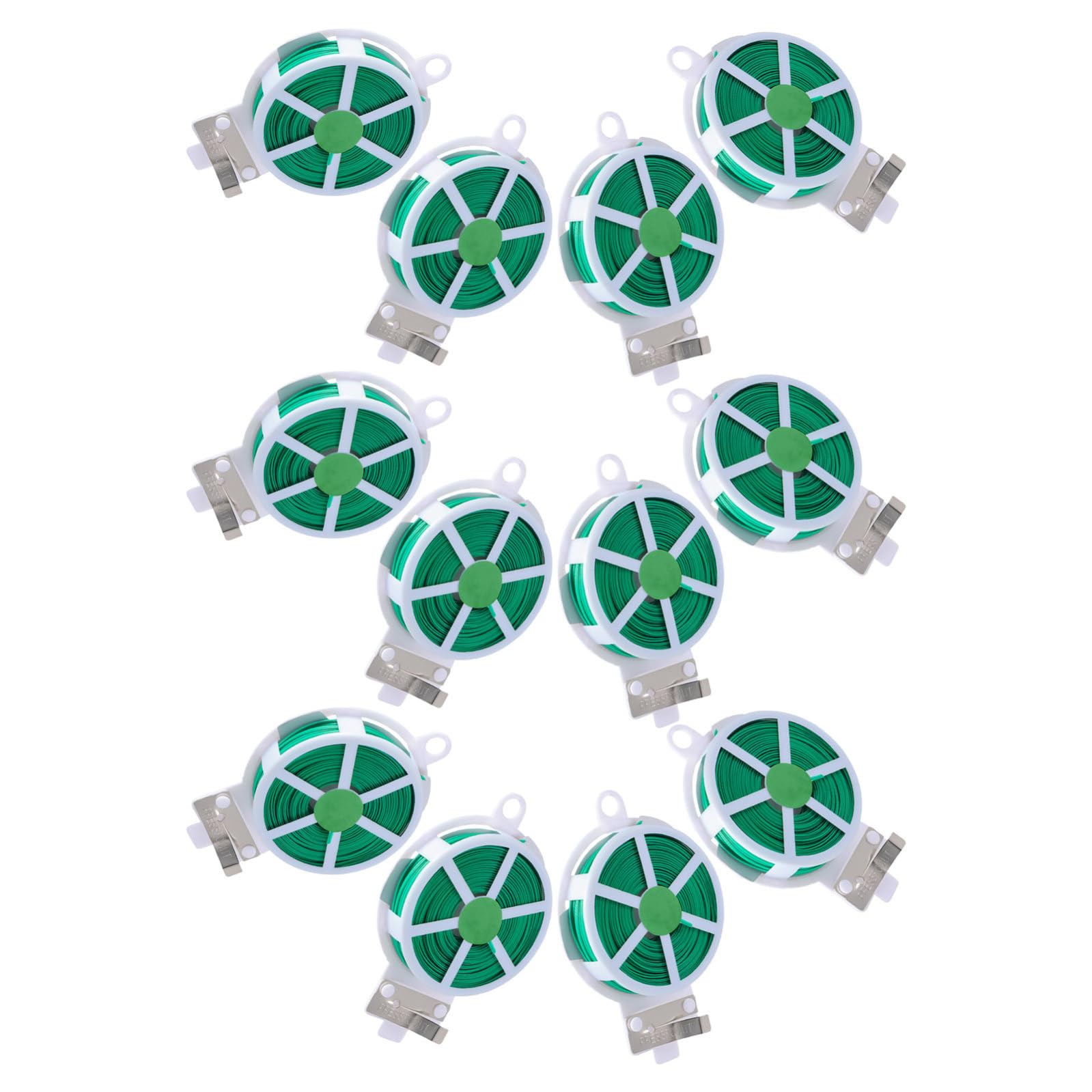 KESYOO Filo da giardino rivestito in plastica verde 12 rotoli da 50 m flange girevoli riutilizzabili per supporto e legatura flessibile delle piante in orticoltura e giardinaggio domestico