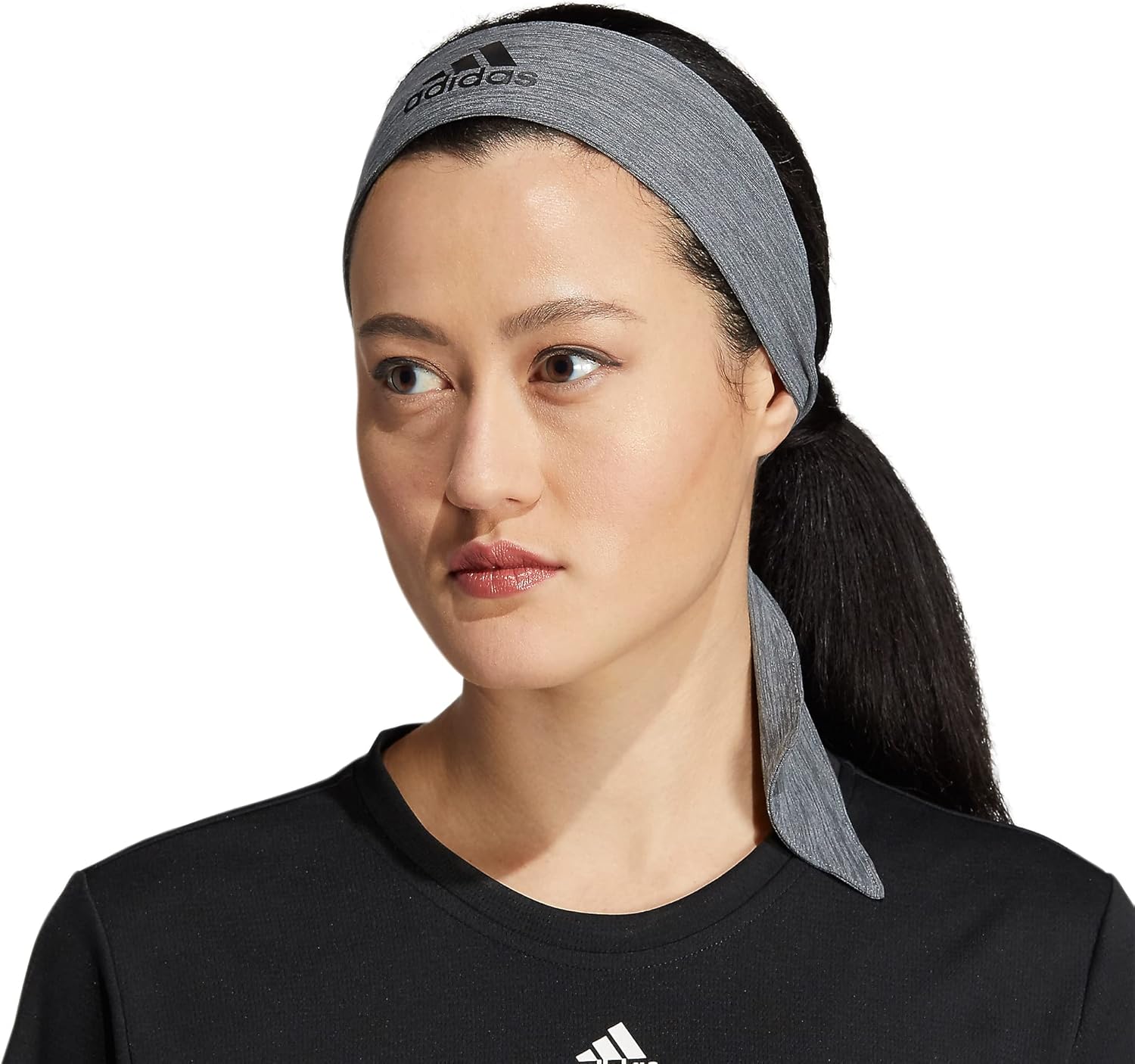 adidas Unisex-Adult Alphaskin Tie Headband Heather Grey/Black One Size