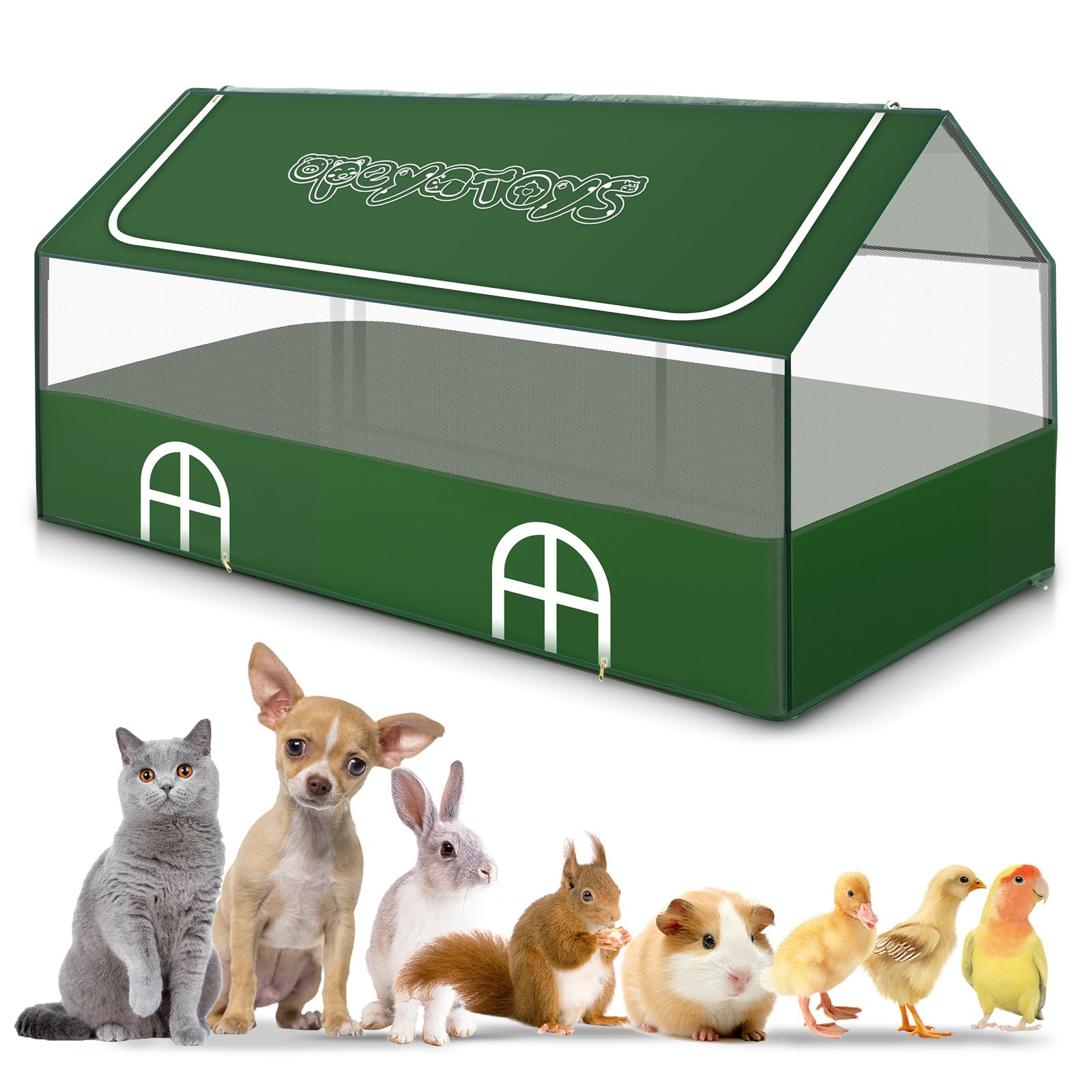 Kleintier-Laufstall, Kaninchen-Laufstall, Meerschweinchen-Laufstall für drinnen und draußen, tragbarer Zaun, Tierlaufstall mit wasserdichtem Boden für Meerschweinchen, Hamster, Igel, Hase, Grün, L