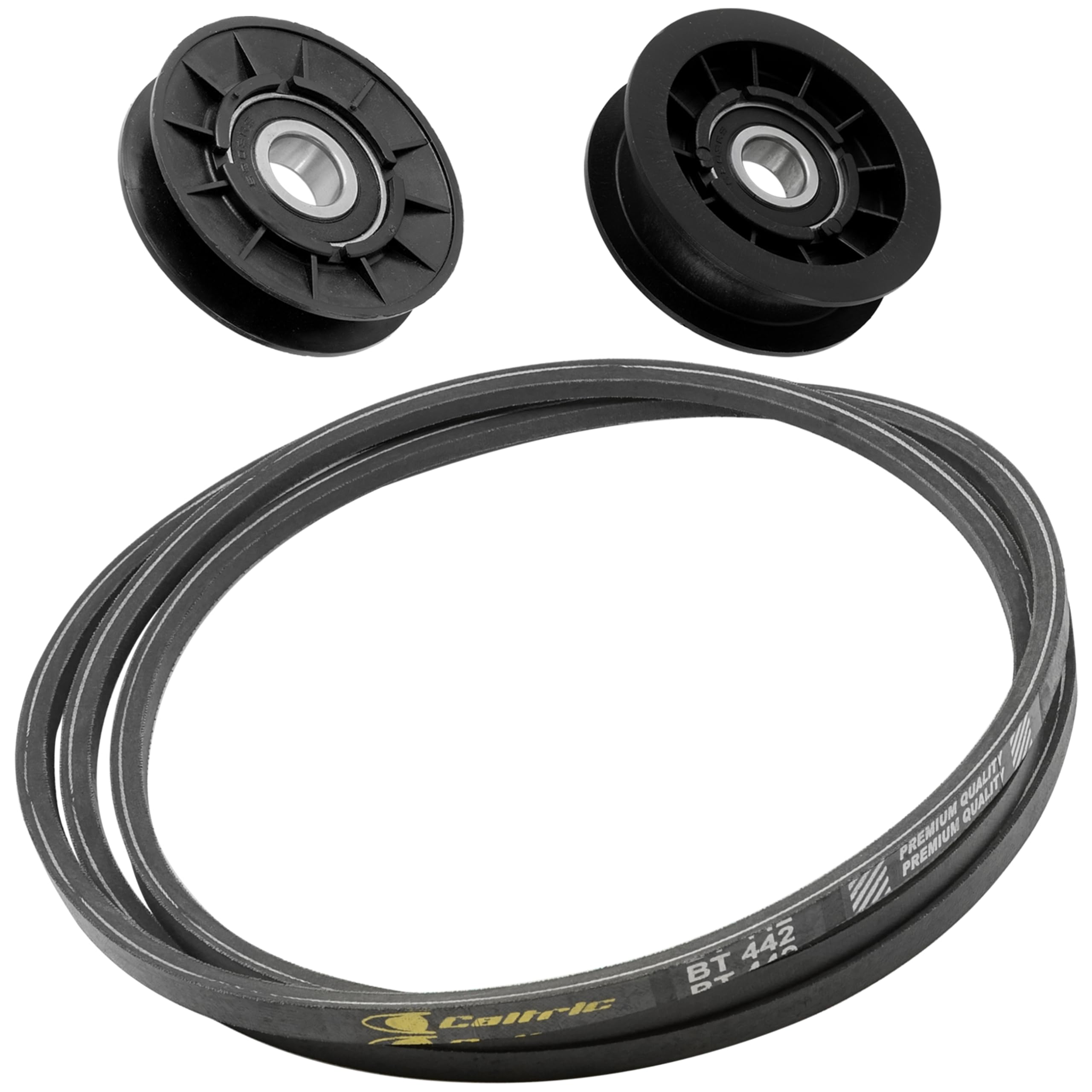 Caltric 2 Idler Pulley with Belt Compatible with John Deere LA135 LA140 LA150 LA155 LA165 LA175