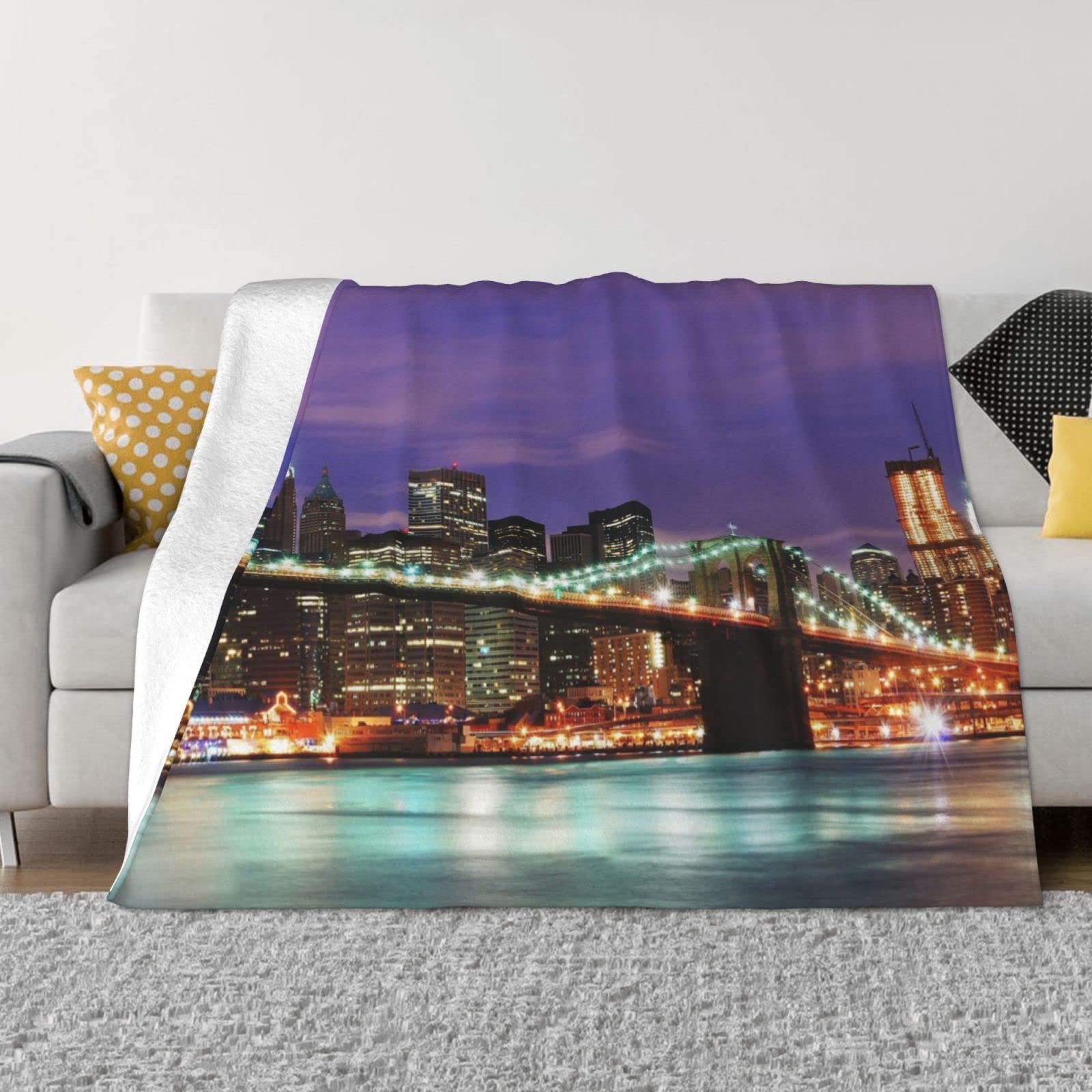 Couverture chaude pour canapé lit flanelle légère 203x152 New York Night