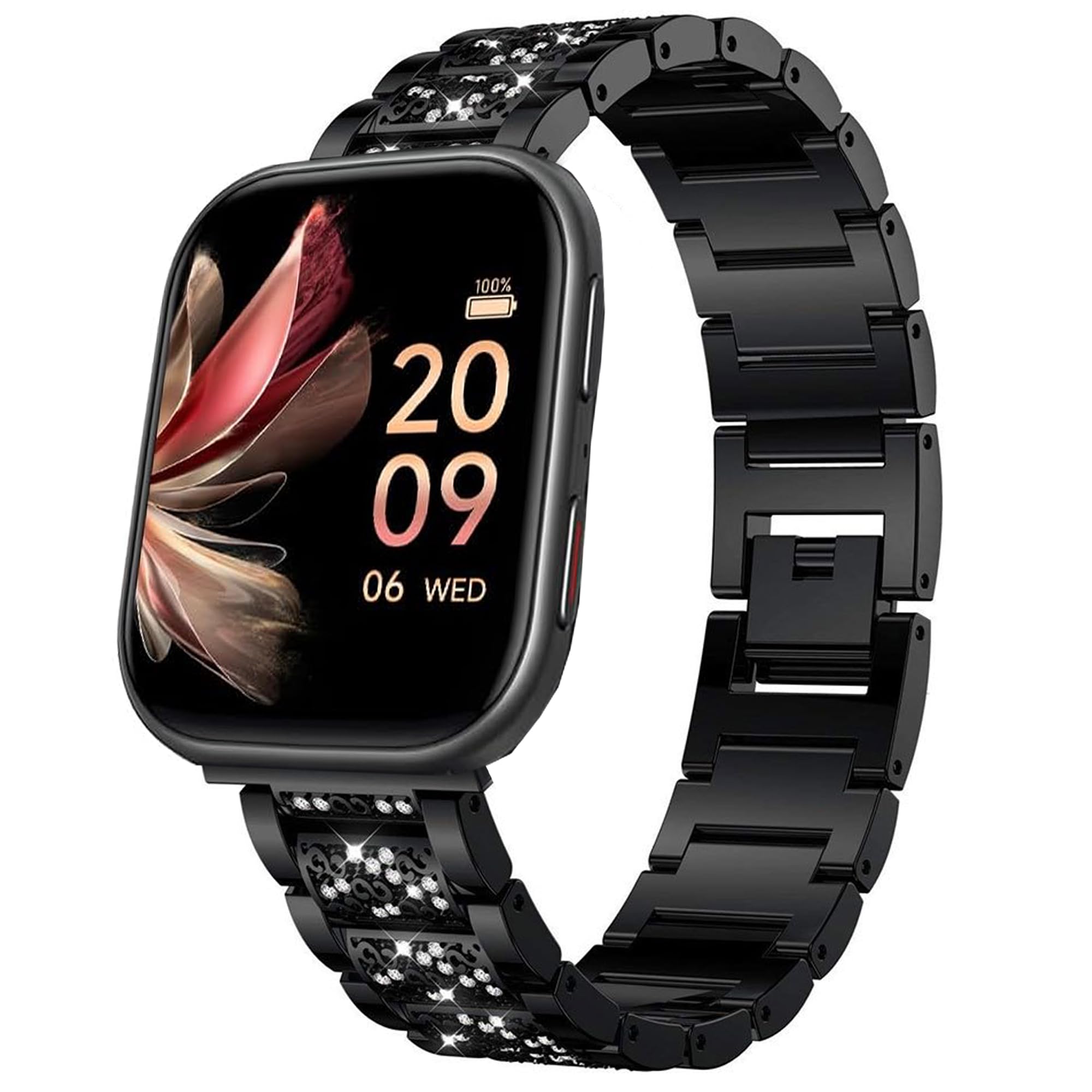 Compatible for FITVII Smart Watch Bands, 18mm, 20mm, 22mm Women Jewelry Bling Diamond Metal Dressy Strap Adjustable Replacement Strap Compatible for