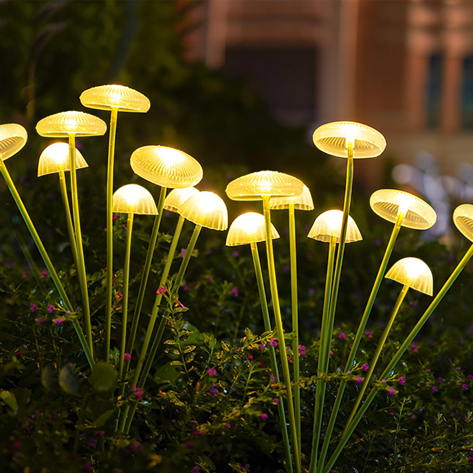 2 Pezzi Lampade Solari per Giardino, 8 LED luce Medusa Solar Lucioles, Oscillante Luce Solare per Giardino Esterno, Patio, Arbusti, Bianco Caldo