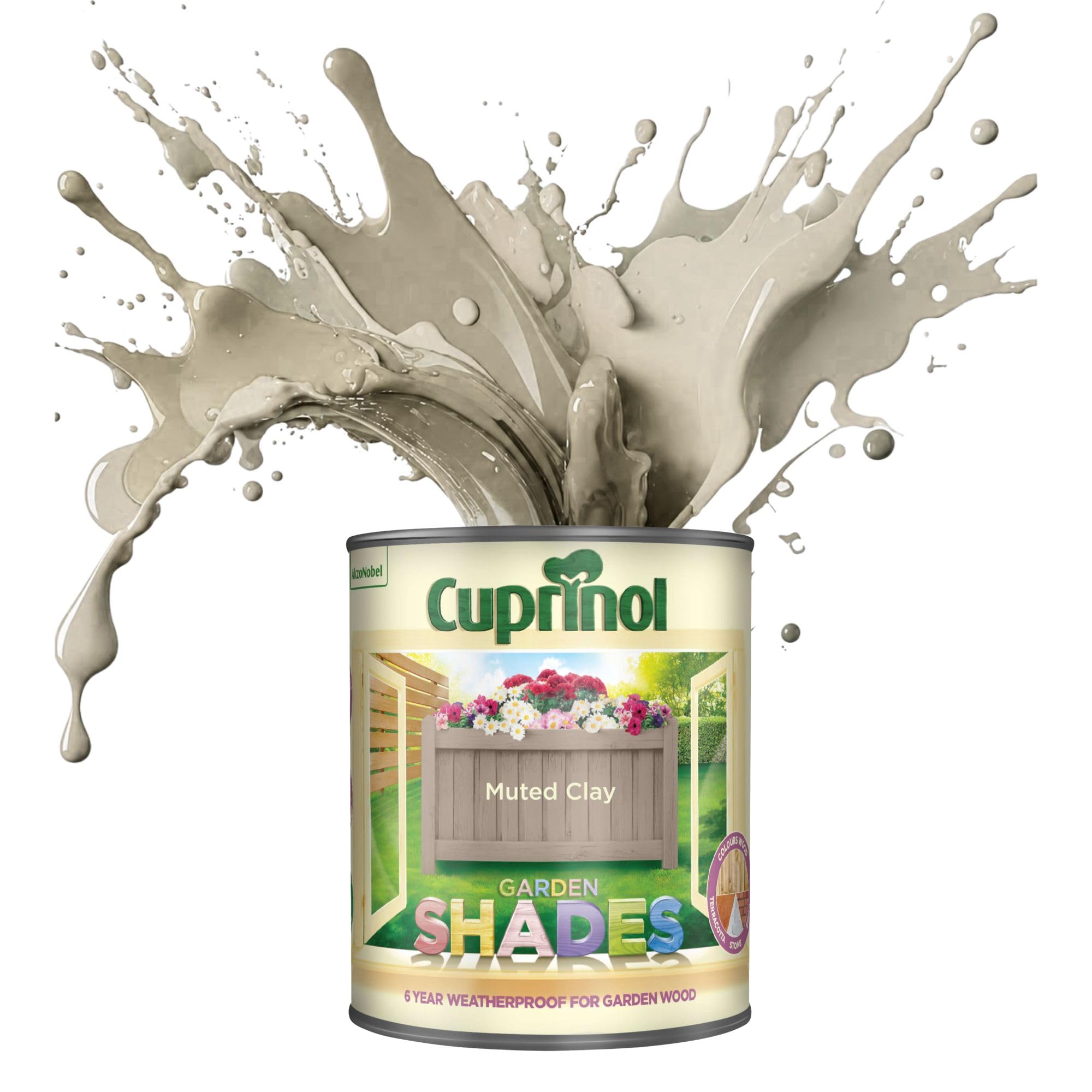 ARUUJ Garden Shades Muted Clay, 1 Liter Fence Paint, Outdoor Wood Paint for Sheds, Gardens Furniture, Trellis Fence & Exterior Wood, Water Based Matt Finish, Weather Resistant