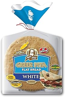 Greek Pita Flat Bread White, 12 ct (each bag) NON GMO Vegan Friendly 3 Bags