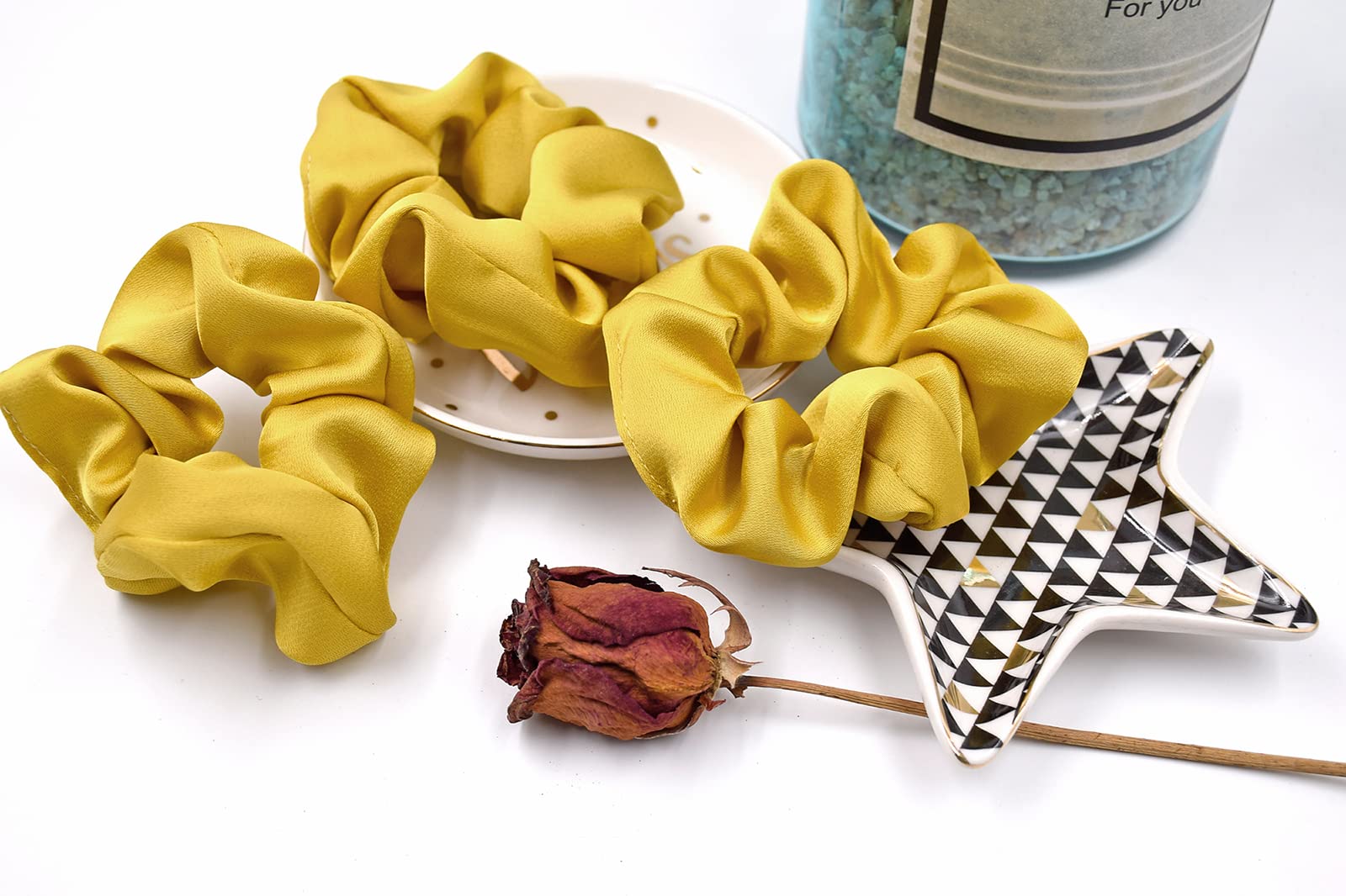 scicent Silk Hair Scrunchies for Frizz Prevention Mulberry Silk Hair Ties for Breakage Prevention,Elastic Ponytail Holders (Yellow - Image 4