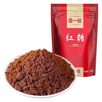 SXETBEAN Brown Sugar, Handmade Chinese Brown Sugar, No Additive, Dark Brown Sugar for Baking, Drinking, Cooking, 10.5 oz/ 300g/ Bag 10.58oz/300g
