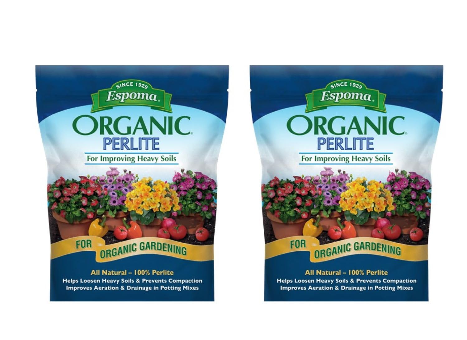 Espoma Organic Perlite; All Natural and Approved for Organic Gardening. Helps Loosen and Aerate Heavy Soils, Prevent Compaction & Promotes Root Growth - Pack of 2