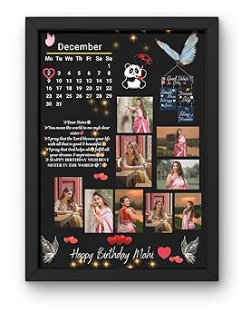 A4 Size Wooden Customized/Personalized Happy Birthday Collage Photo Frame With Names | Customised Happy Birthday Photo Frames For Couple, Parents,Friend (A4 Size, MDF Wood, 12 X 9 Inch)
