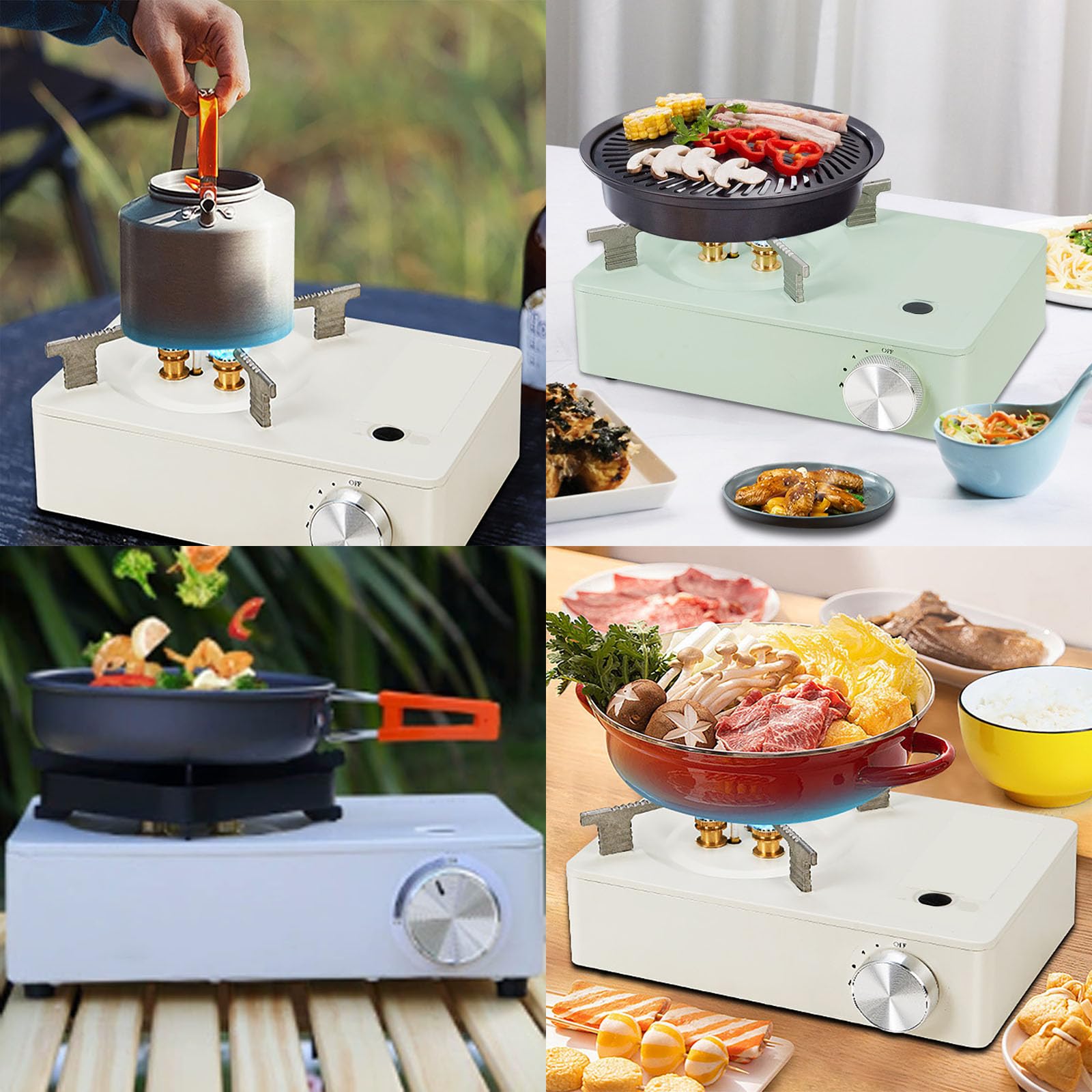Réchaud de camping portable coupe-vent avec allumage électronique, solution de cuisson en plein air compacte pour 3 à 5 personnes, idéal pour le camping et la randonnée