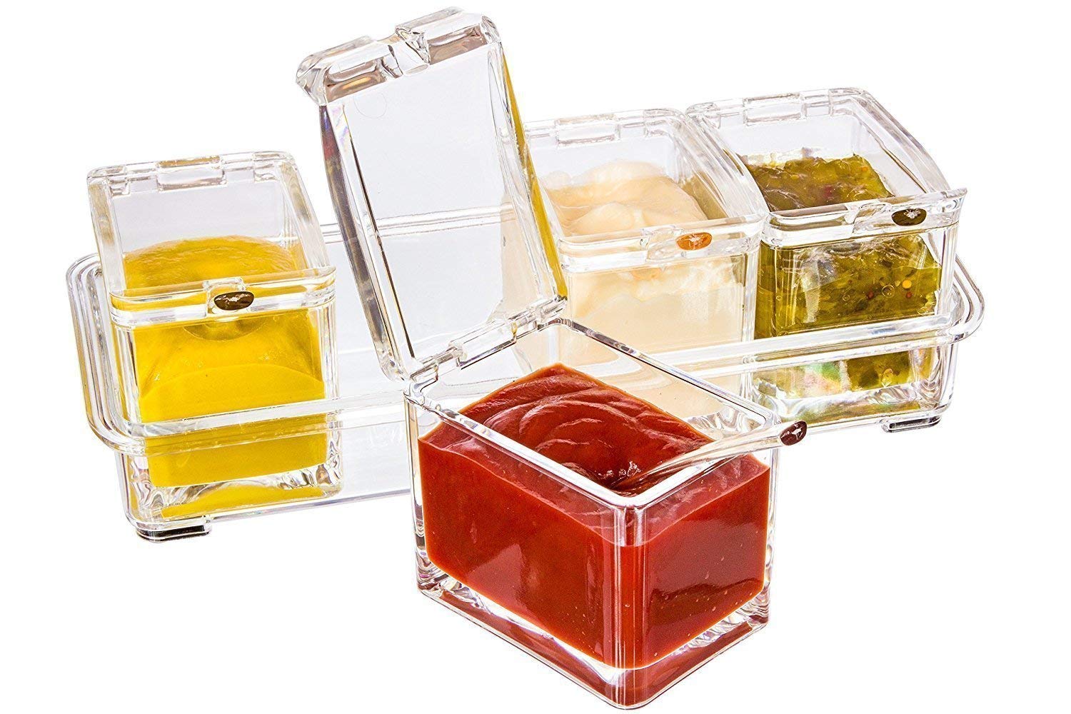 JK Eterprise Dreamworld Crystal Spice Pepper Salt Plastic Masala See Through Storage Containers Seasoning Box for Kitchen -Set of 4 in 1