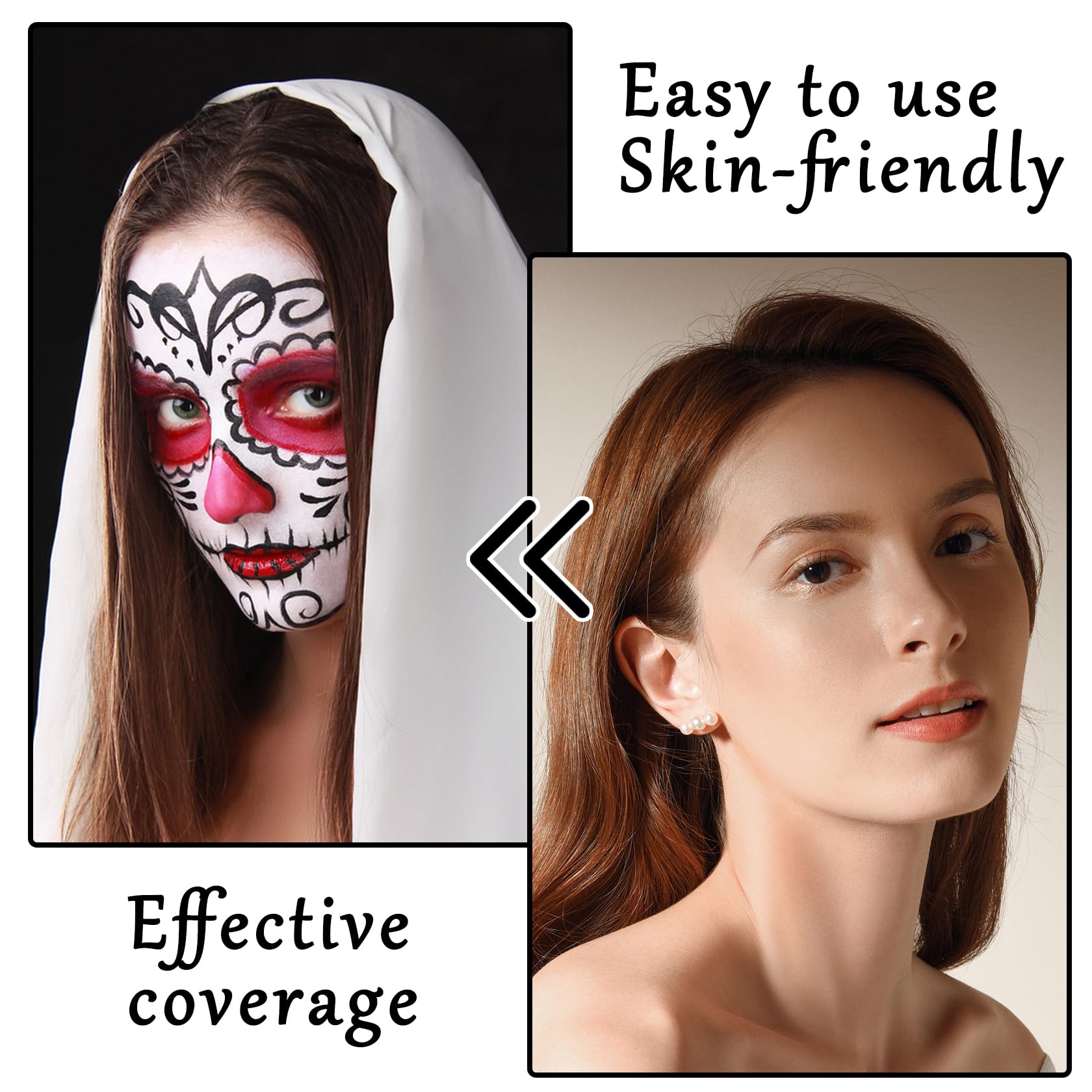 Pintura corporal negra, blanca y roja, a base de aceite, mezclable, impermeable, para Halloween, crema de payaso, pintura corporal, kit de maquillaje para Joker, zombi, vampiro, esqueleto, disfraz 4