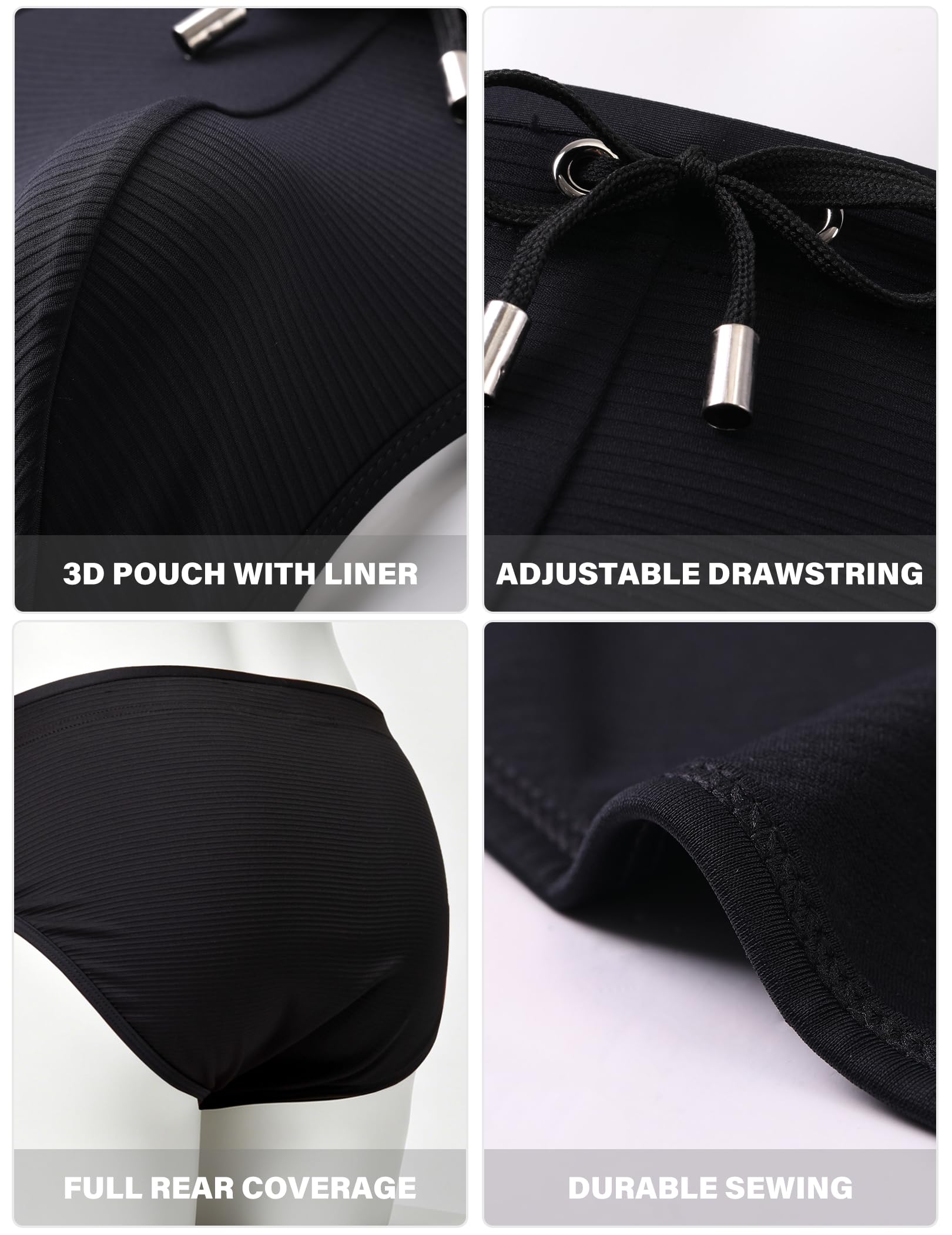 Arjen Kroos Bañador Hombre Slip Rayado con Bolsa 3D - Traje de Baño Ajustable para Piscina y Playa