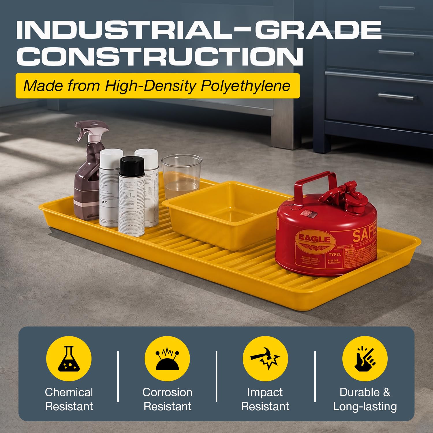 Eagle Spill Containment Utility Tray, 5 Gallon Sump, Made in USA, Yellow — Amazon image 5