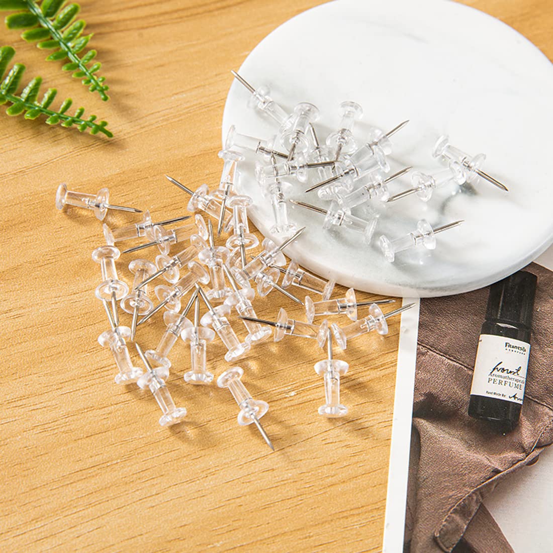 200 Puntine Da Disegno Trasparenti - Spilli Per Lavagna Con Scatola - Foto 8