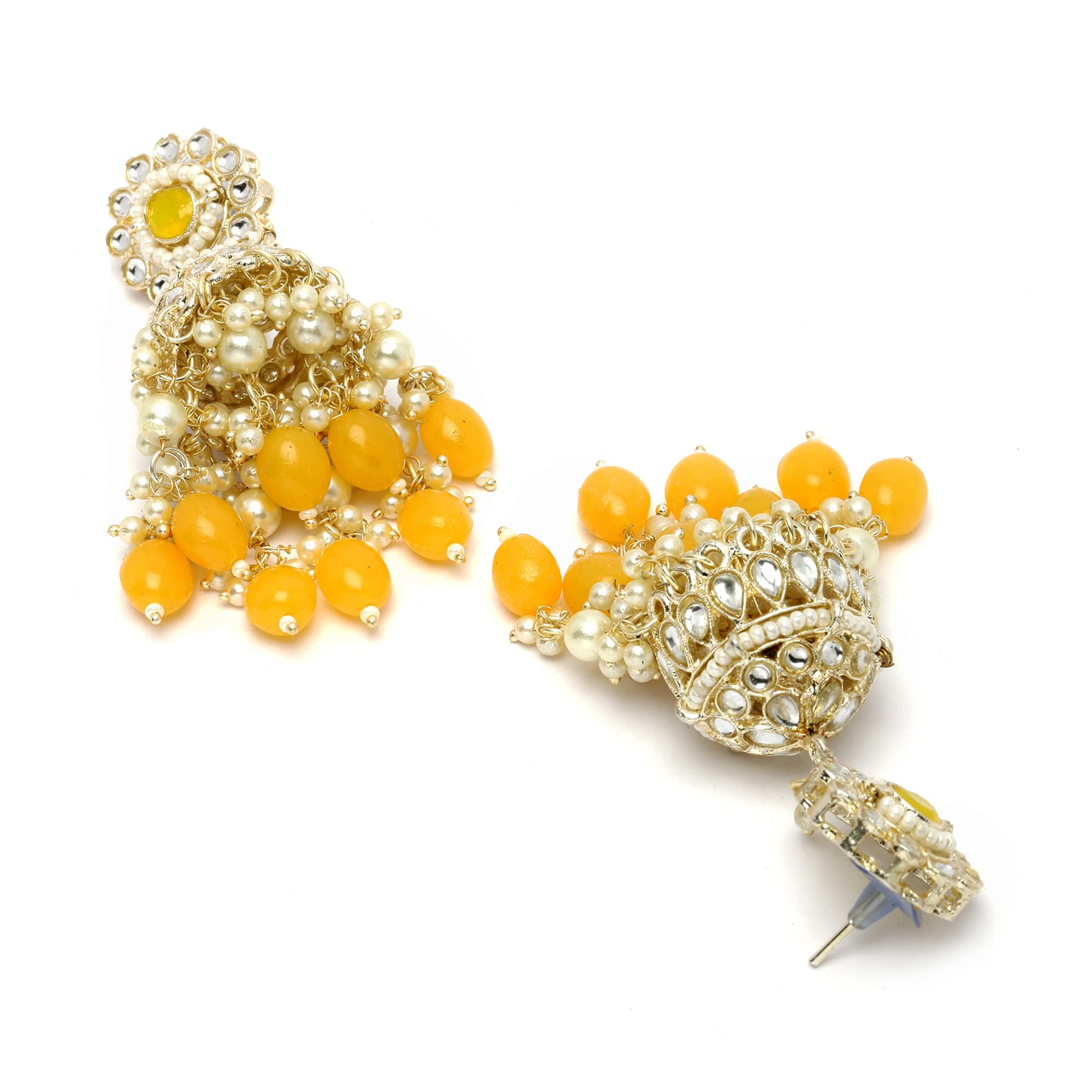 Elegant Flower Shaped Kundan Jhumka Earrings