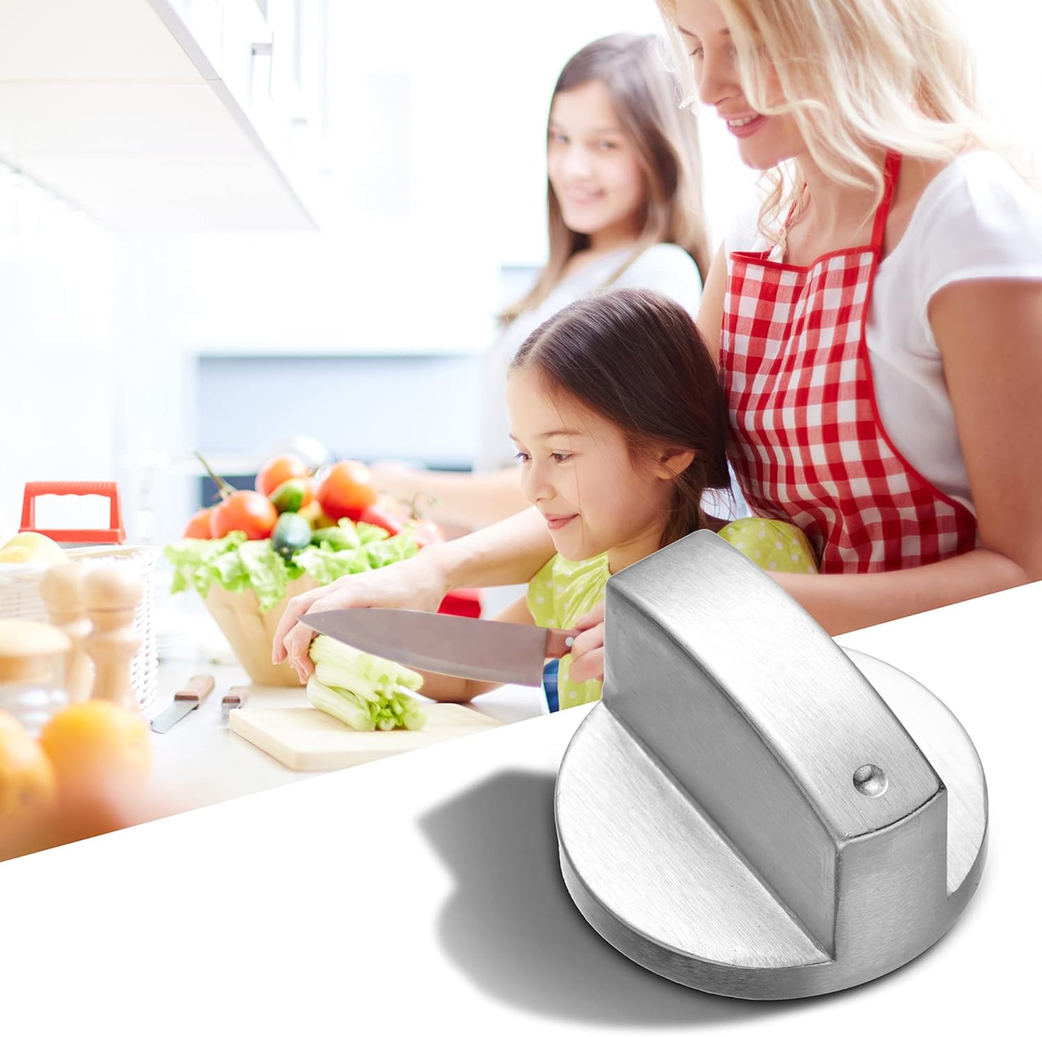 4 Pack 6mm D-Shaped Stove Control Knobs 4 cm Stainless Steel Replacement Compatible with 6mm D-Shaped Stove Oven,Stove,Range