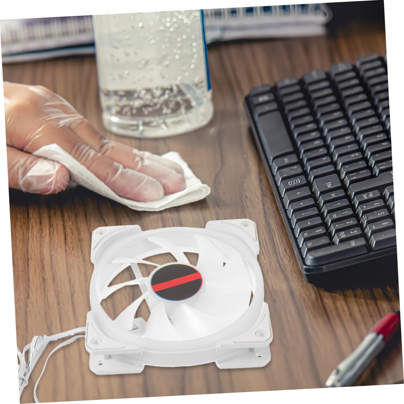 Ventilador de Refrigeración Rgb con Doble Anillo para PC Silencioso Marco Doble Iluminación Lateral Controlador Argb Incluido Ventilador Ultra Silencioso para Caja y CPU