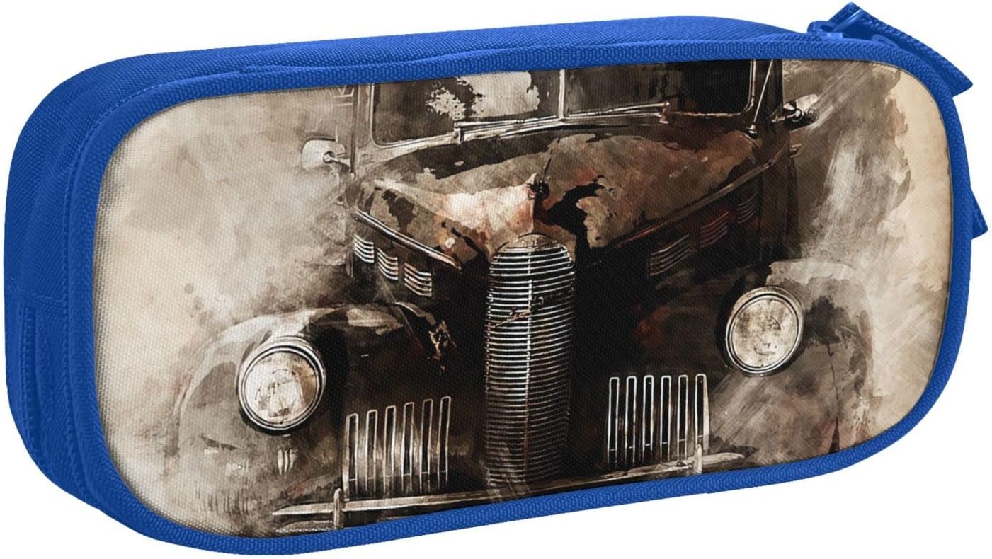 YINGD Pencil Case Retro Tin Pen Box Large Capacity 2 Compartments Pencil Storage Bag for Teens Student Adults