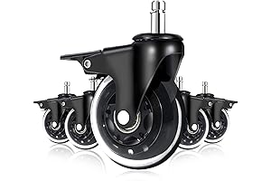 LONGADS Locking Office Chair Casters 5-Pack for Hardwood Floors
