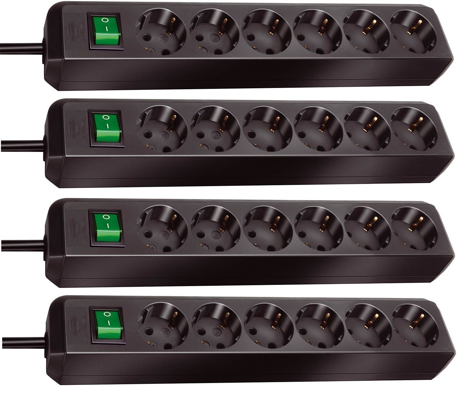 Regleta para 6 enchufes Brennenstuhl Eco-Line con interruptor (1,5 m) Schwarz | 4er Set