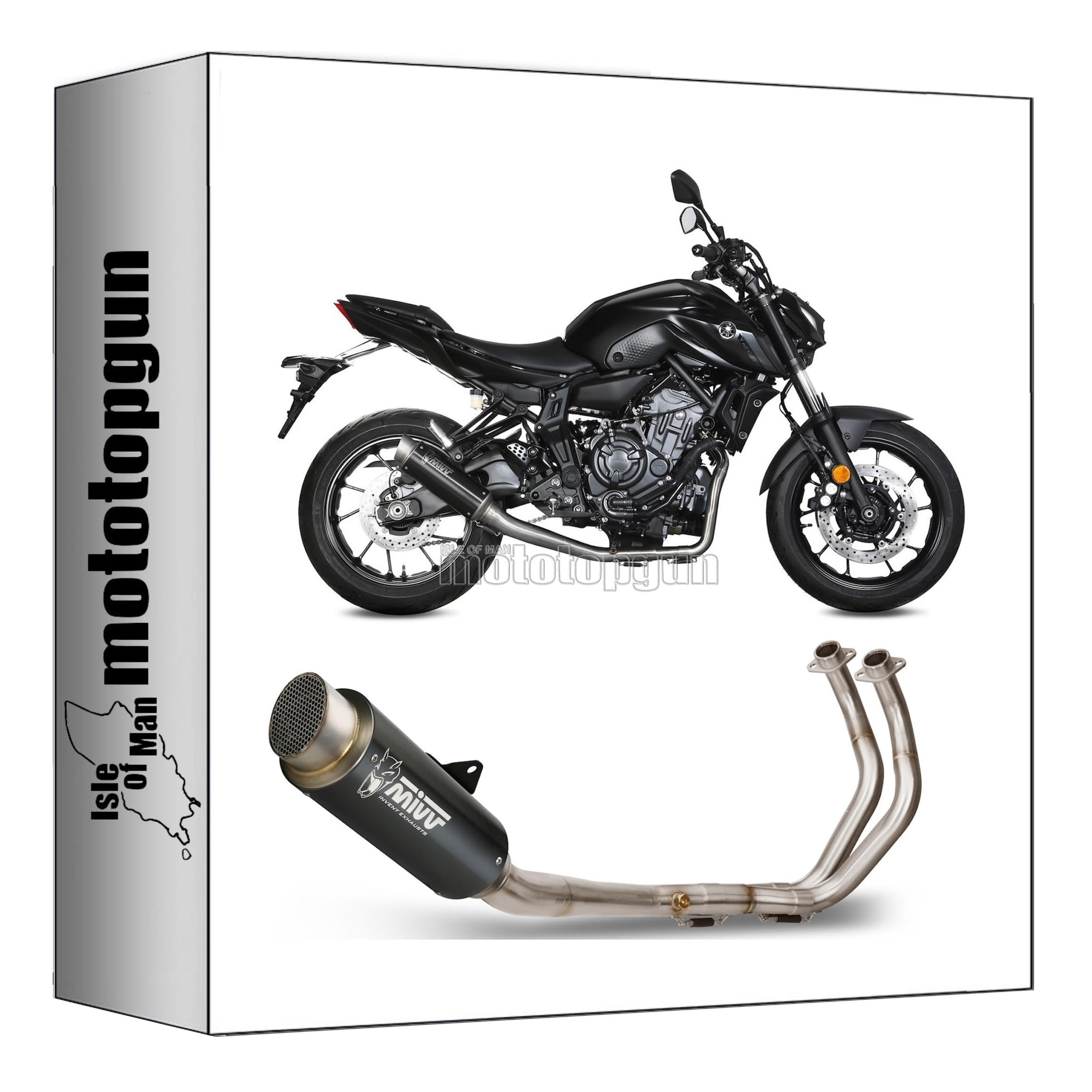 mivv tubo de escape completo homologado catalizado gp-pro acero negro high up compatible con yamaha fz07 fz-07 2021 2022 mototopgun