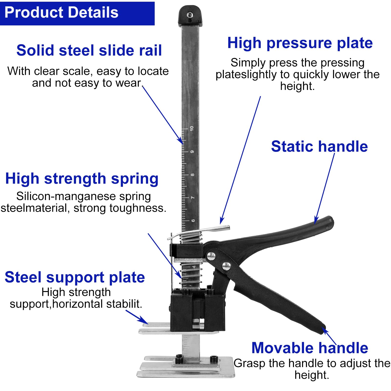Sollevatore per Pannelli di Llivellamento a Risparmio di Lavoro, 529 lb/240 kg, per Pavimenti, Porte, Installazione di Armadi, Sollevatori per Cartongesso, con Scala (38.8 cm)