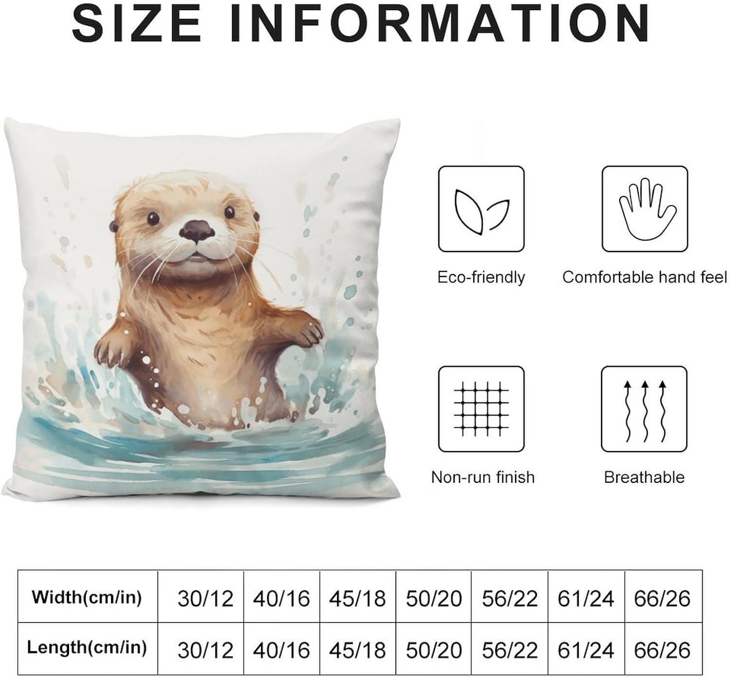 Pack of 4 Fall Funny Sea Otter Decorative Throw Pillow Covers 22 x 22 inches, Soft Square Cushion Case Pillow Cases Set for Farmhouse Home Couch Sofa Decor, Christmas Pillows Decorations