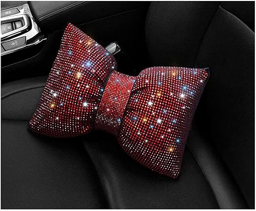 Miniatura 8 de 1 paquete de 1 almohada para reposacabezas de automóvil, con diamantes de imitación brillantes, almohada de apoyo lumbar de cristal, almohada de