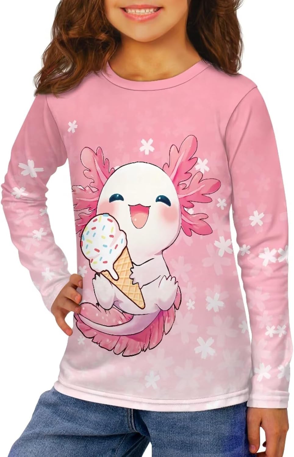 JEOCODY Kids Long Sleeve Shirts Boys Girls Crewneck Soft Tee Tops Size 3-16 - Image 2