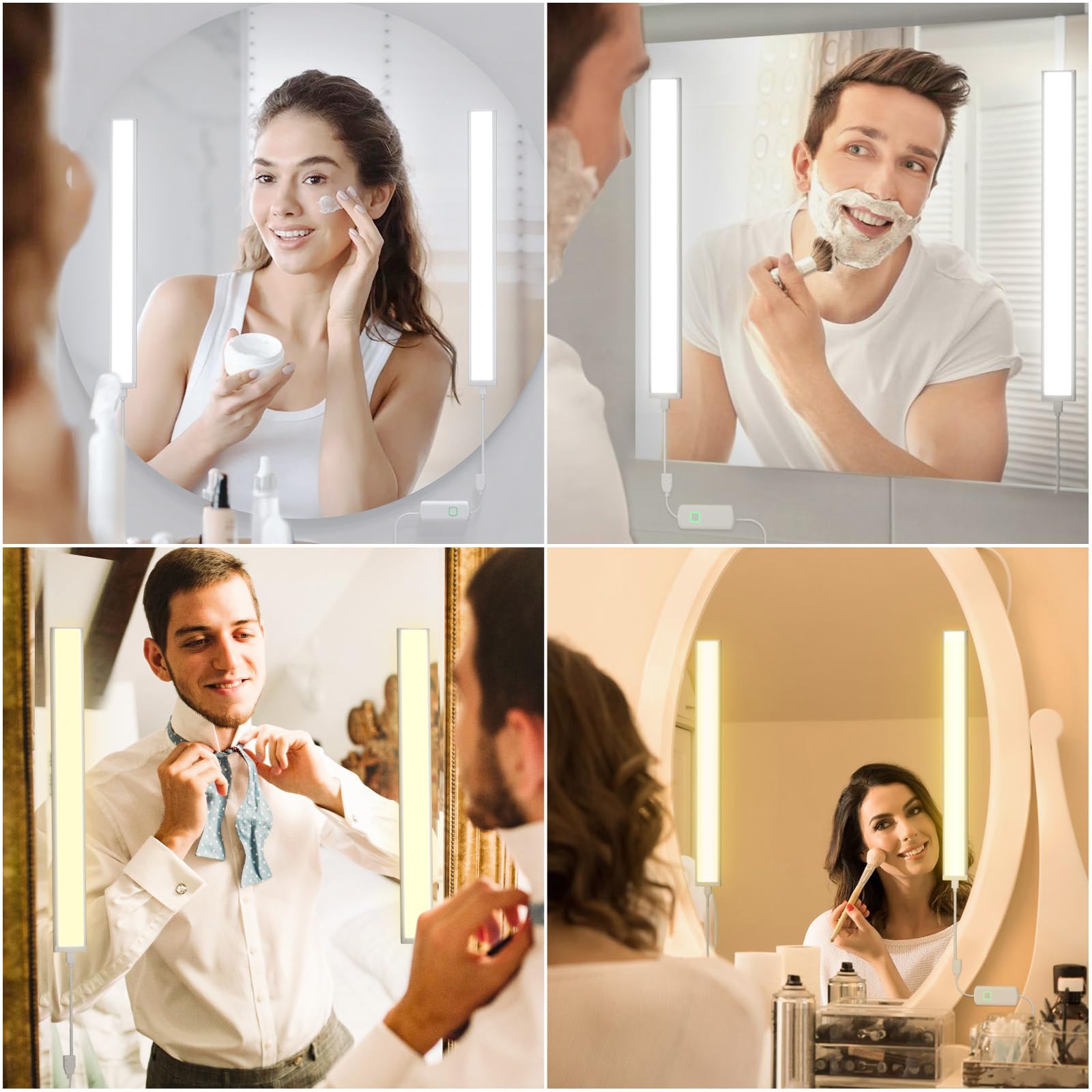MY BEAUTY LIGHT Luci LED da trucco per specchio, luminosità dimmerabile e temperatura di colore variabile LED per trucco, luci a specchio resistenti da attaccare 5 V alimentate tramite USB
